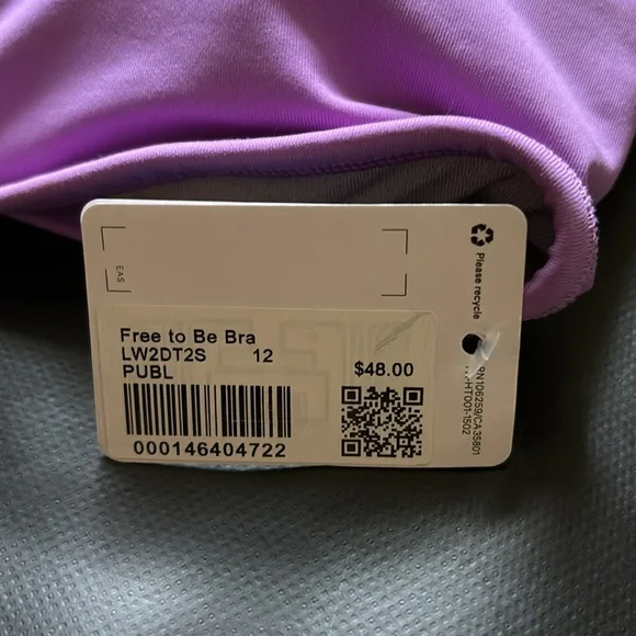 LULULEMON FREE TO BE BRA IN PURPLE BLOSSOM 🌸 SZ 12 NWT RARE!